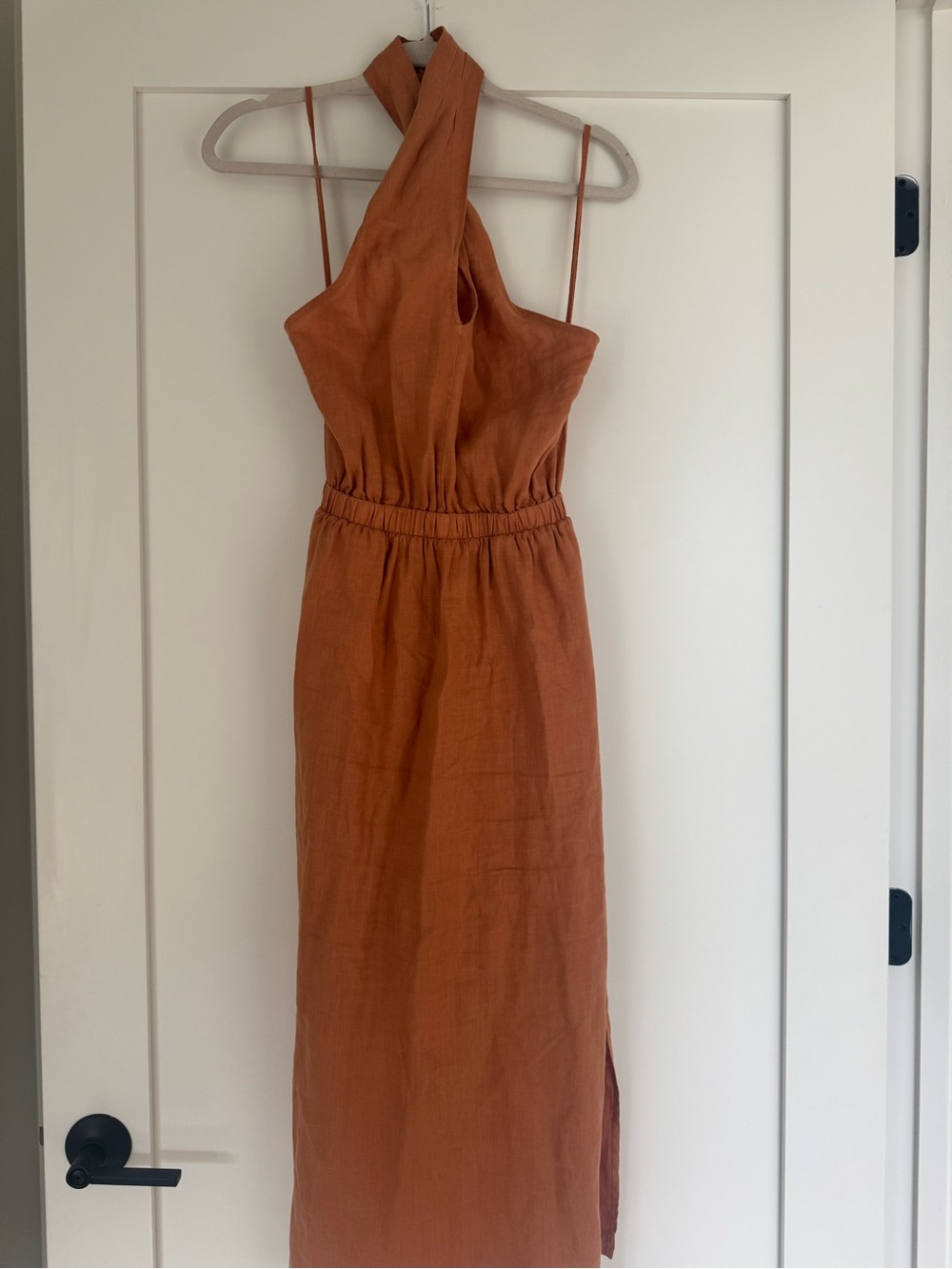 Anthropologie Cloth & Stone Linen Cross Halter Maxi Dress size XS - Picture 3 of 4
